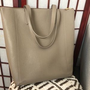 Cuyana Tall Structured Zip Tote in Stone. Not available online!